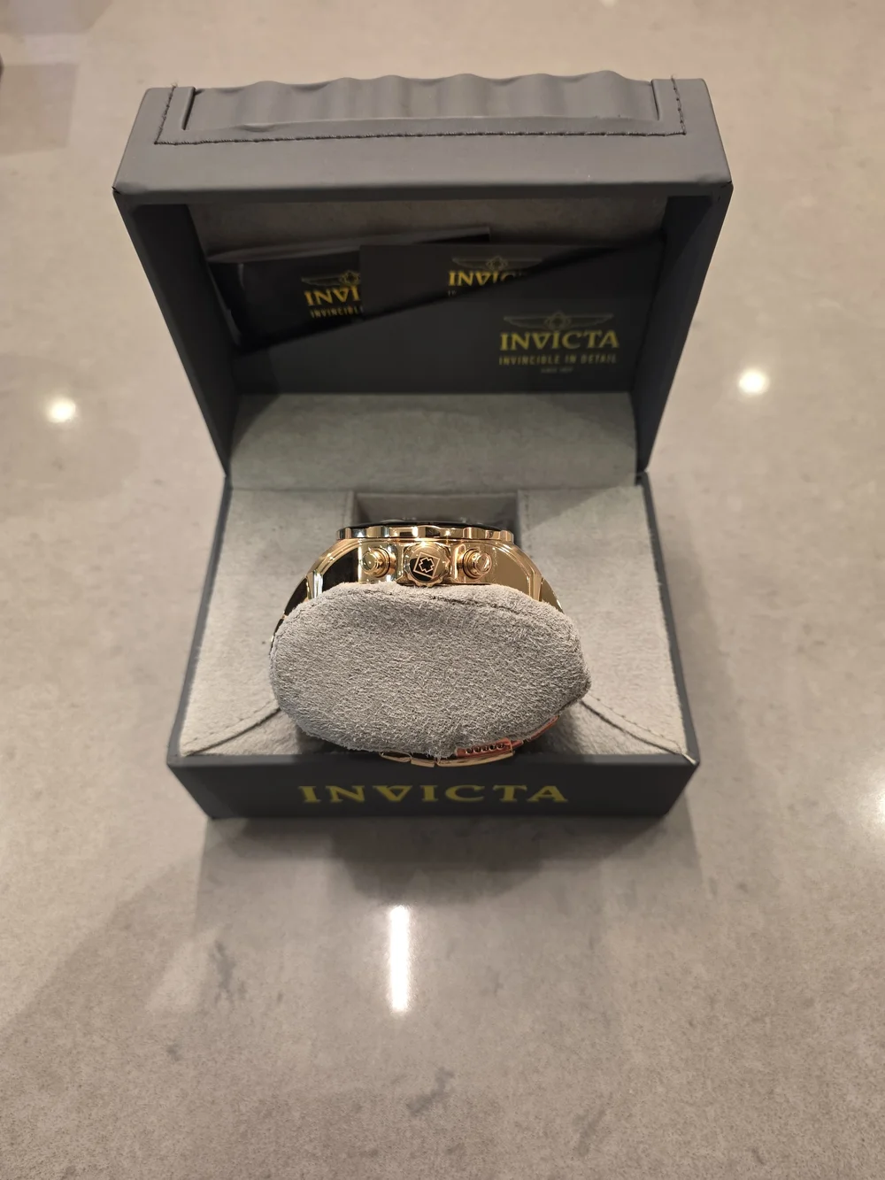 Invicta Men's Gold-Tone Chronograph Watch with Blue Dial